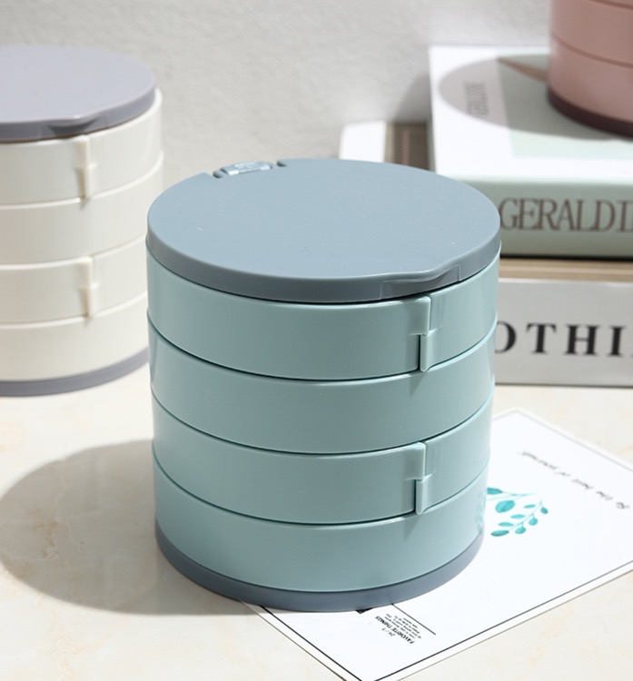 Four-layer 360-degree rotating jewelry box on the desktop 3