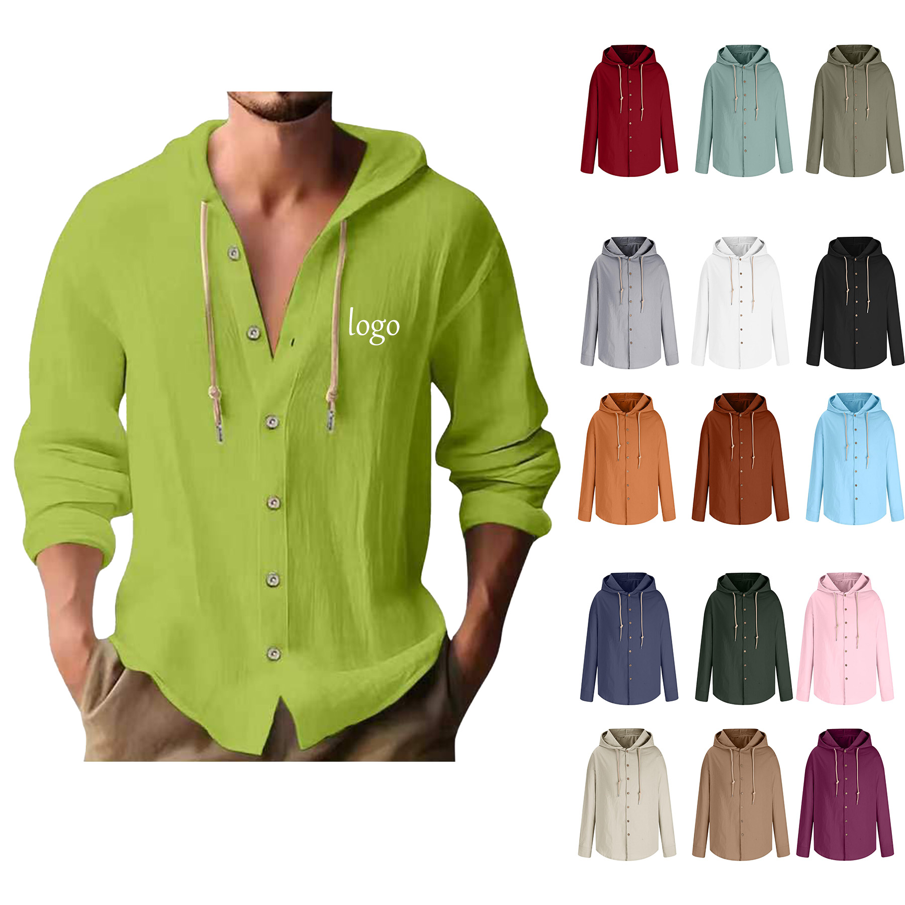 Long Sleeve Hooded Shirt, custom hoodie or sweatshirt with logo imprint 3