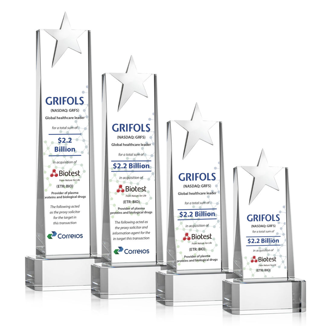 Fanshaw Silver Star VividPrint™ Award on Base - Clear 8