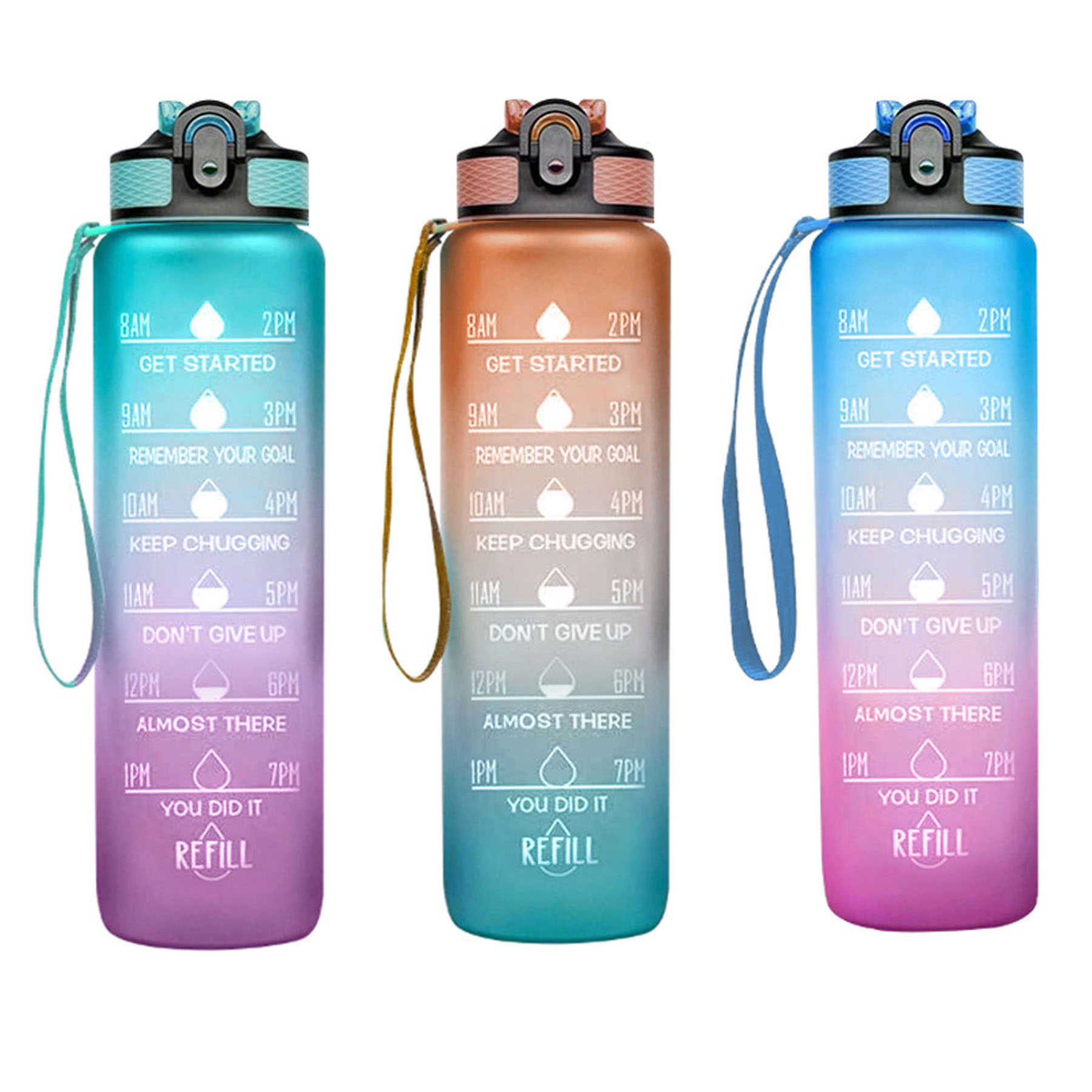 Gradient Water Bottle With Time Marker 2