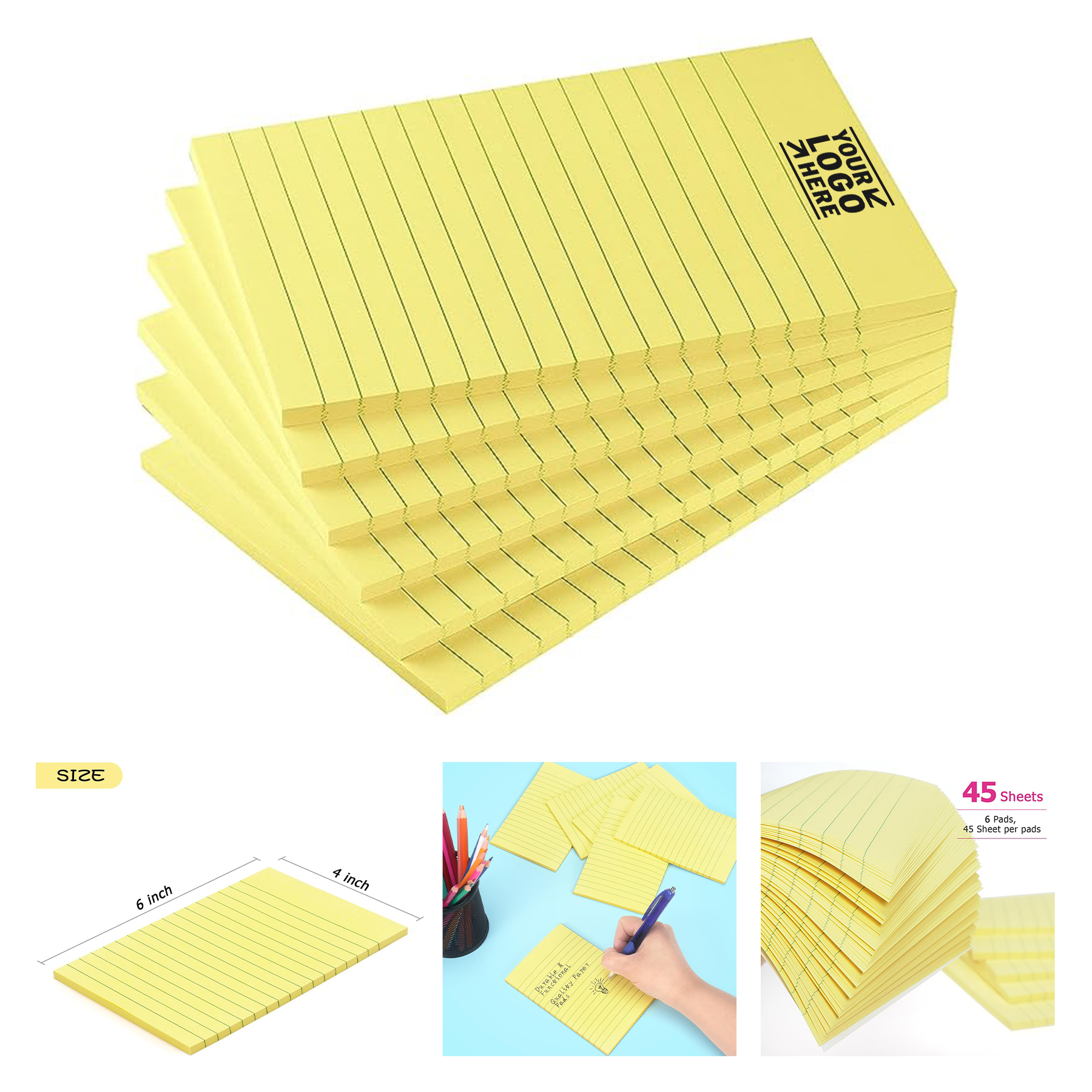 4" x 6" 45 Sheets Lined Sticky Notes with Lines