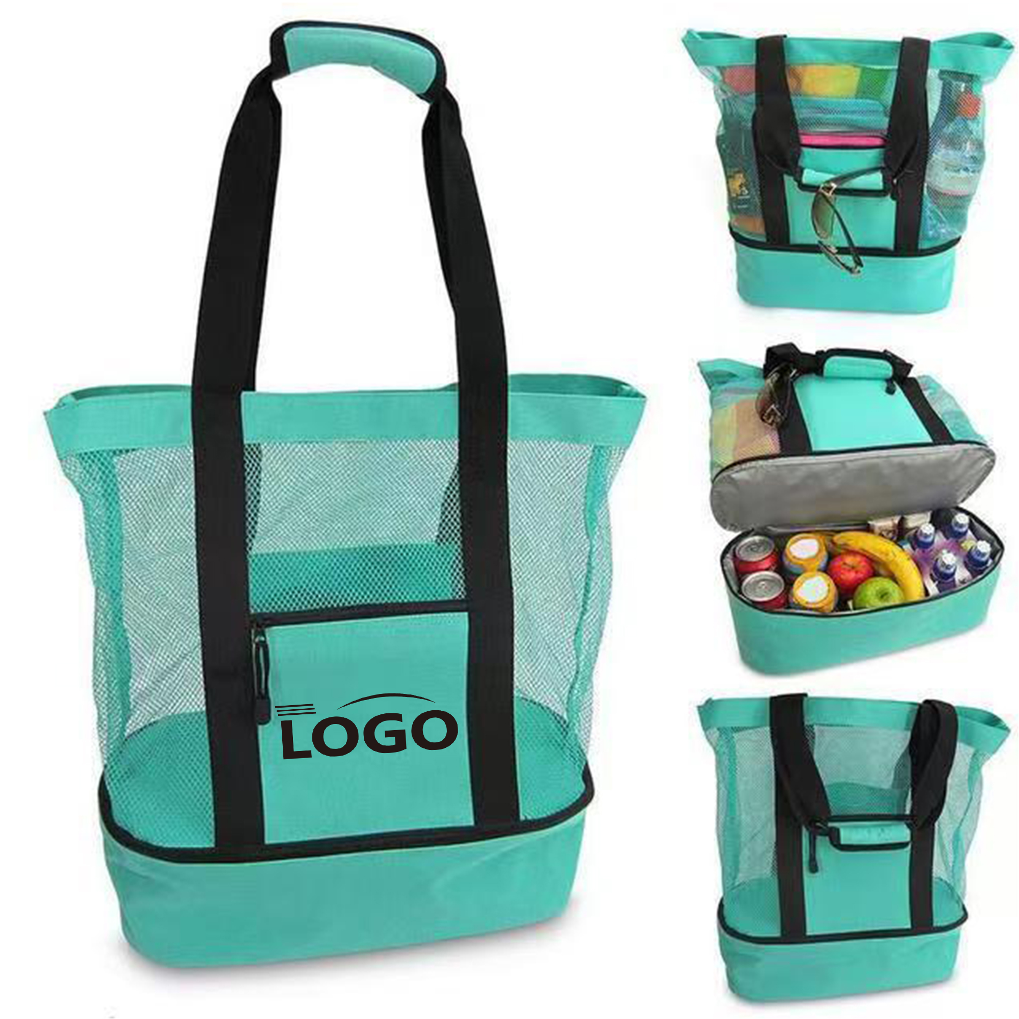 Mesh Beach Tote Bag With Cooler 3