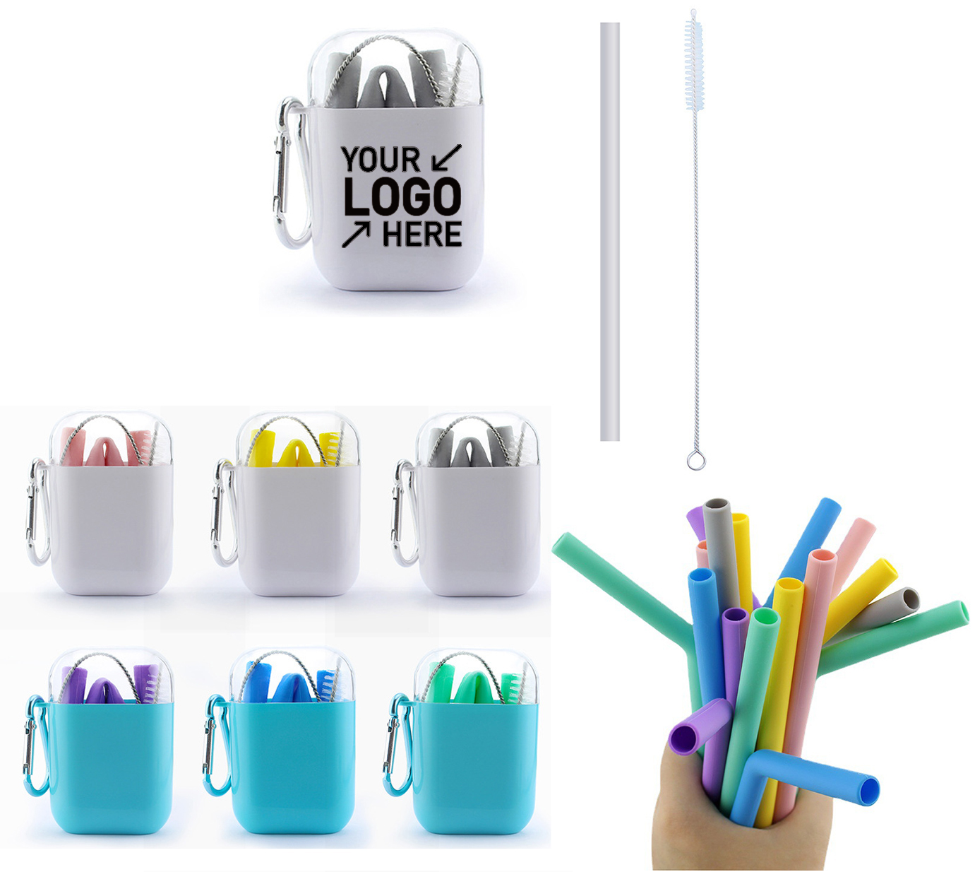Foldable Silicone Straw With Carabiner 4
