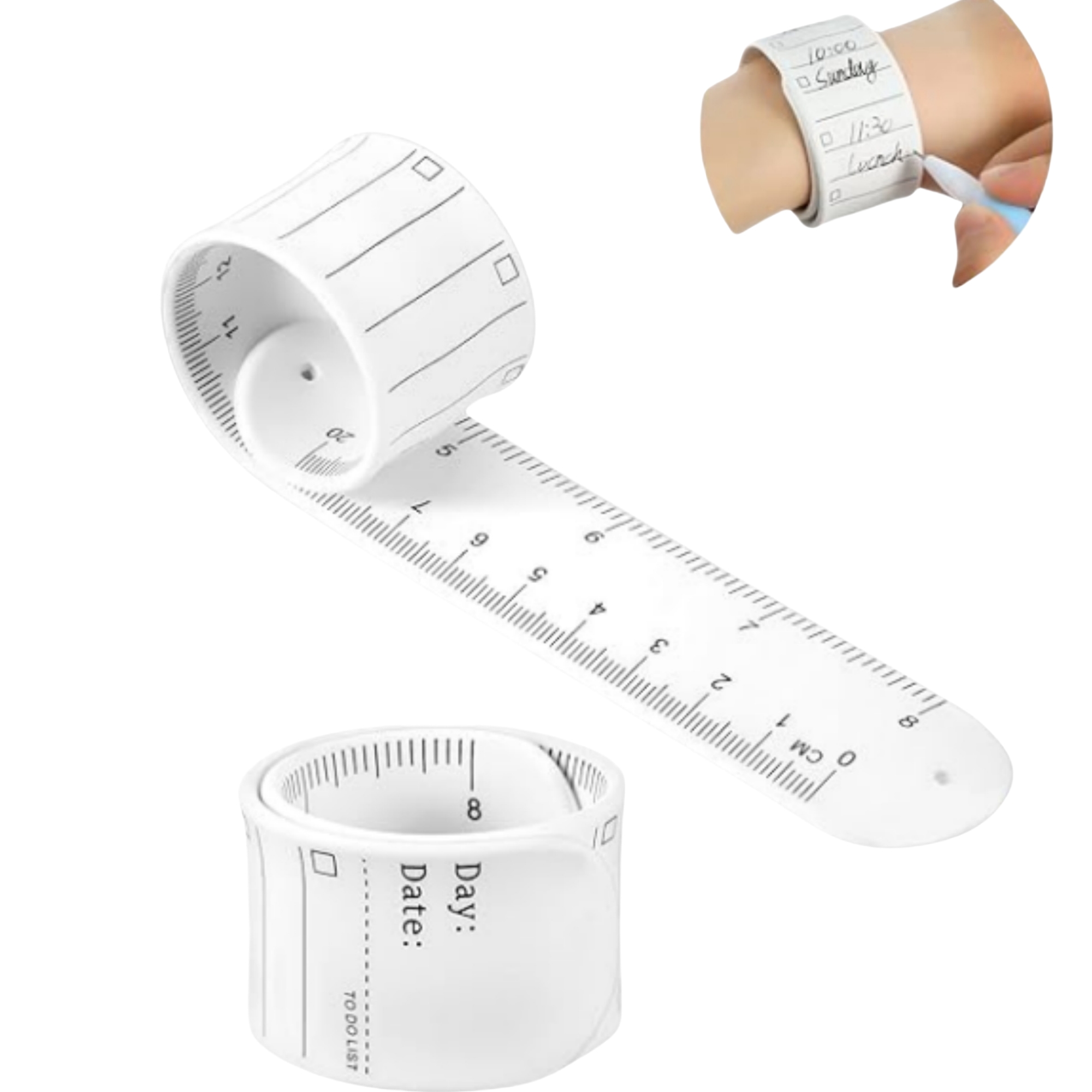 9.37" x 1.77" To Do List Memo Silicone Wrist Band Writable Erasable 2