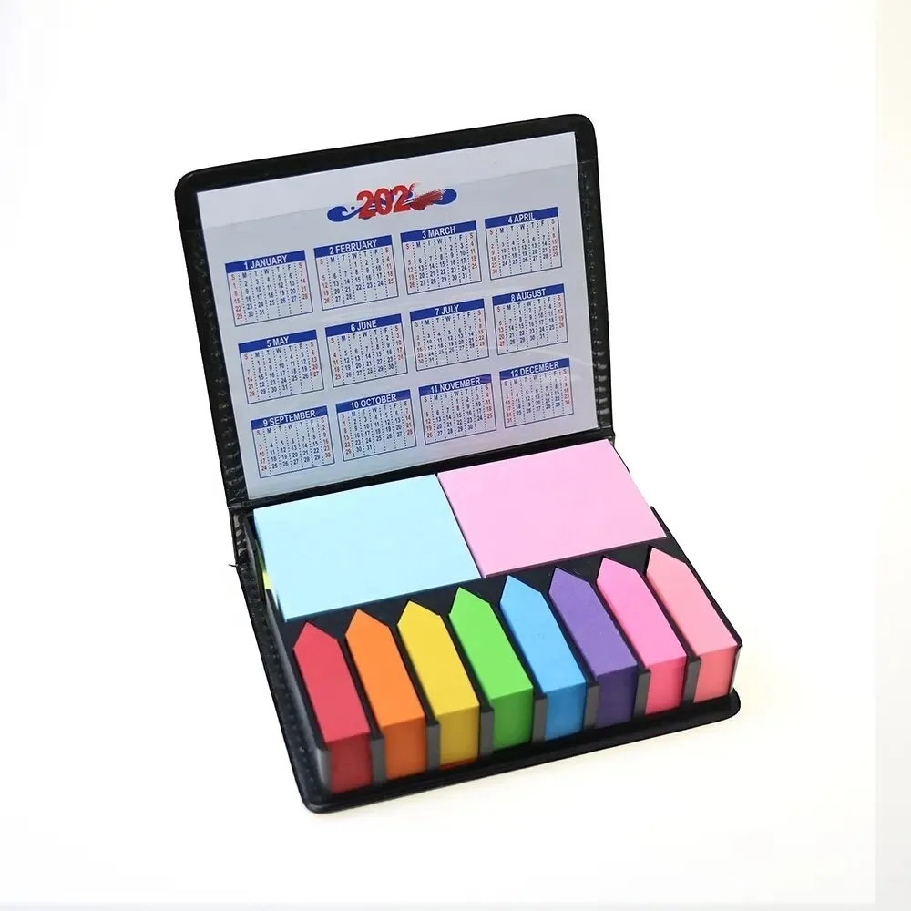 Leather Cover Multi-Color Assortment Sticky Note W/ Calendar 9
