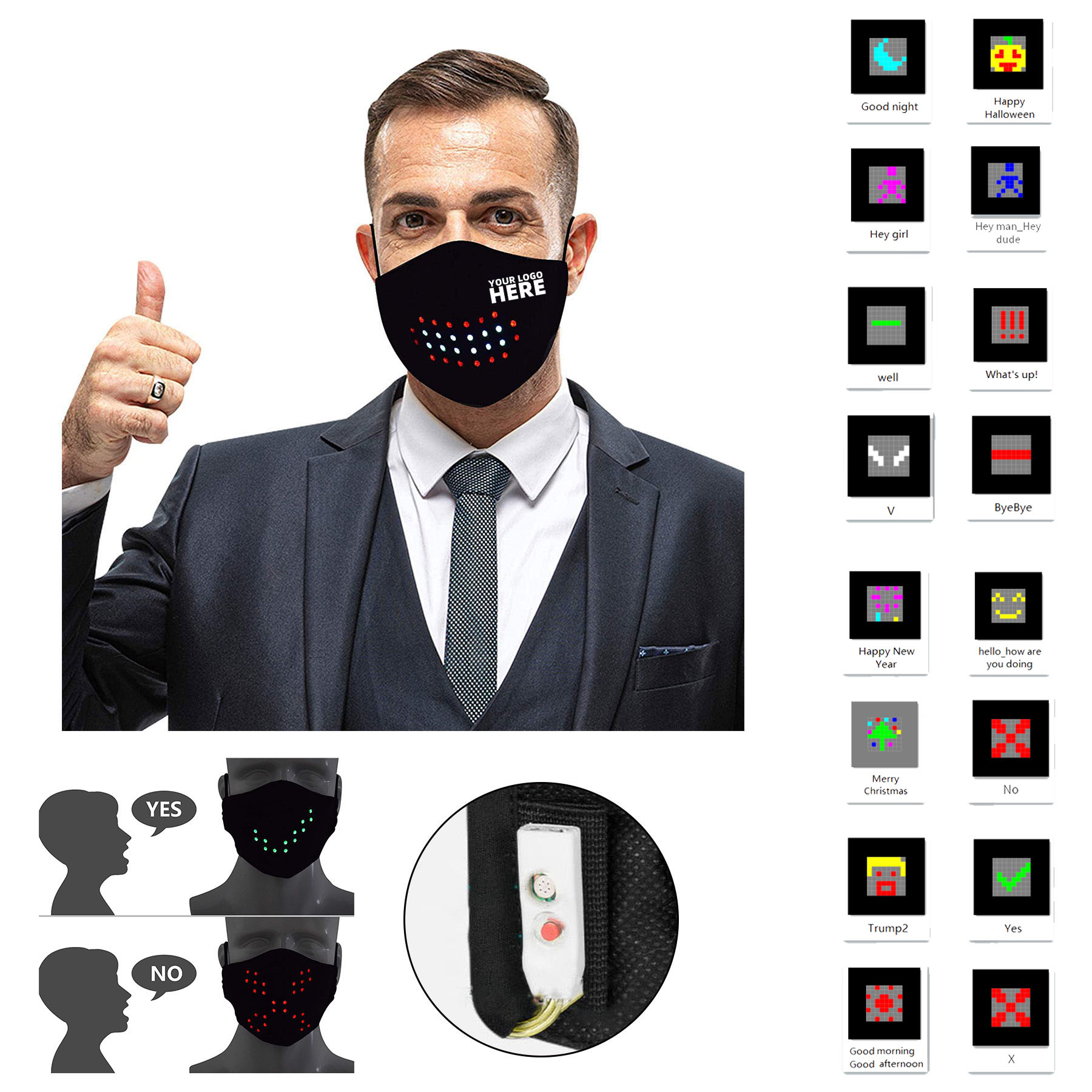 Voice Activated LED Face Mask 2