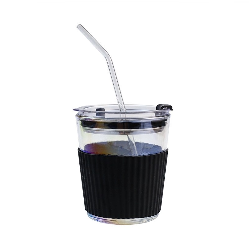 Glass Tumblers with Lids and Straws 6