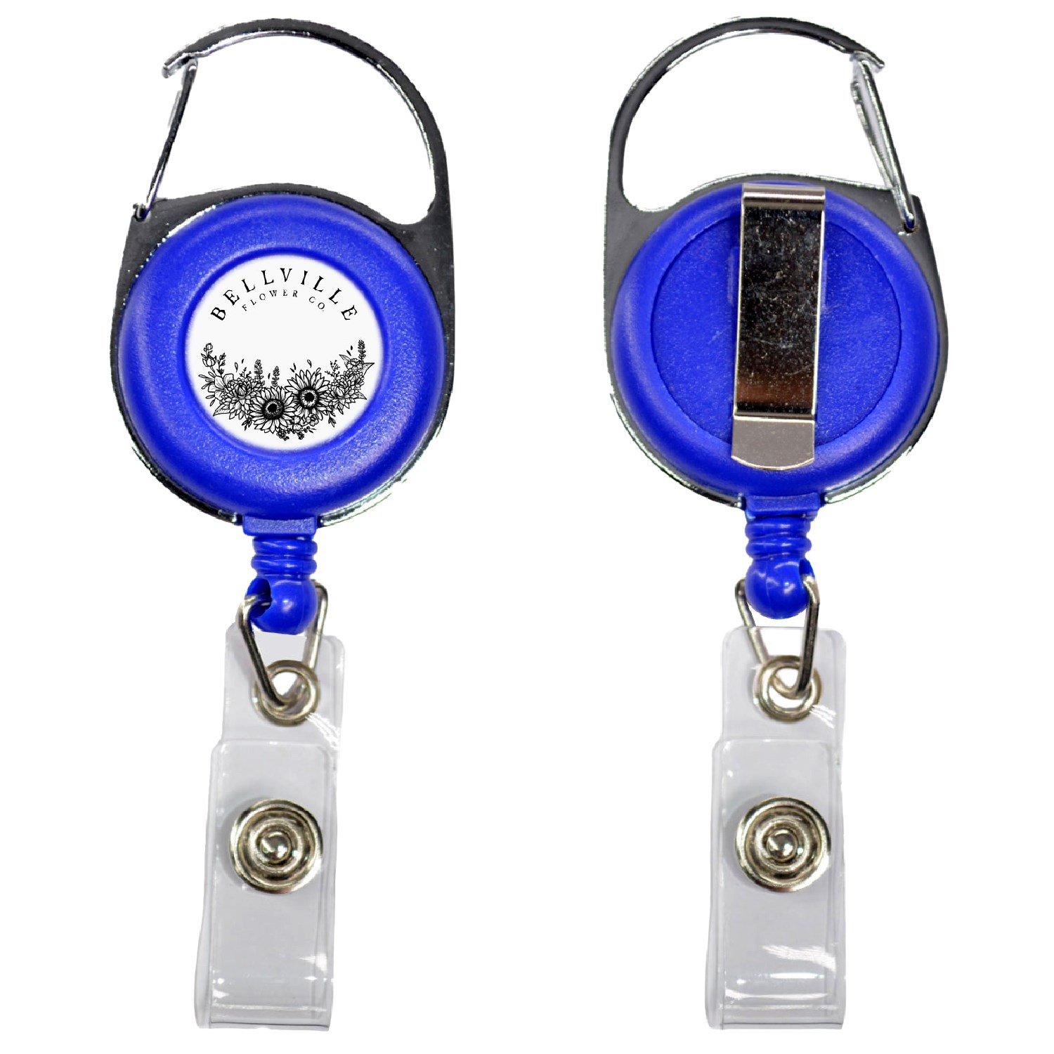 Retractable Carabiner Round Badge Reel w/ Belt Clip 2