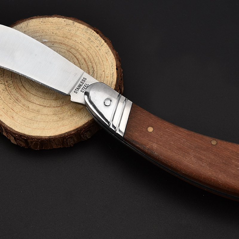 Stainless Steel Folding Pocket Knife with Wooden Handle 5