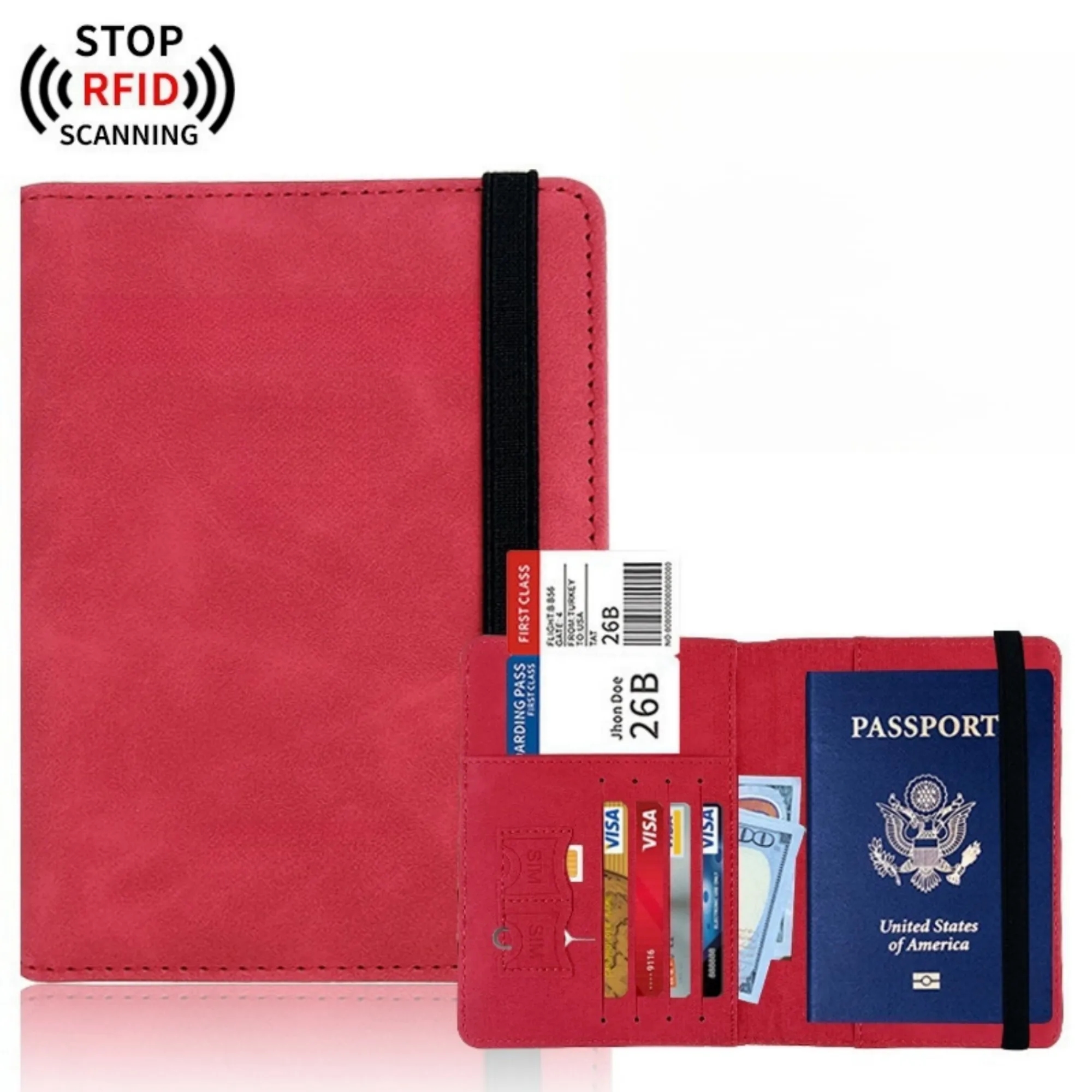 RFID-Blocking PU Leather Passport Holder 14