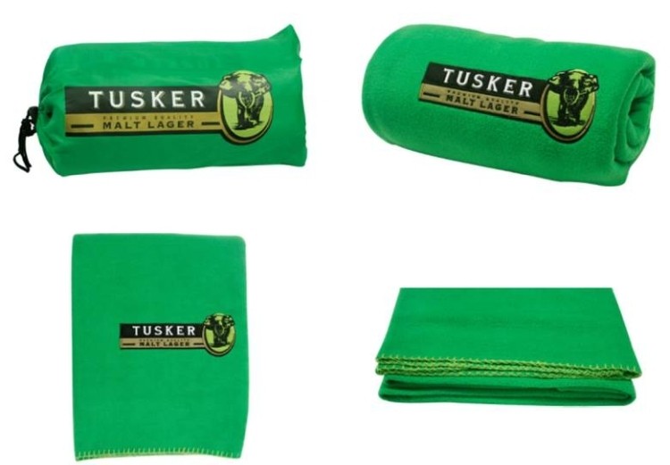 Polar Fleece Caming Outdoor Blanket with Drawstring Pouch 1