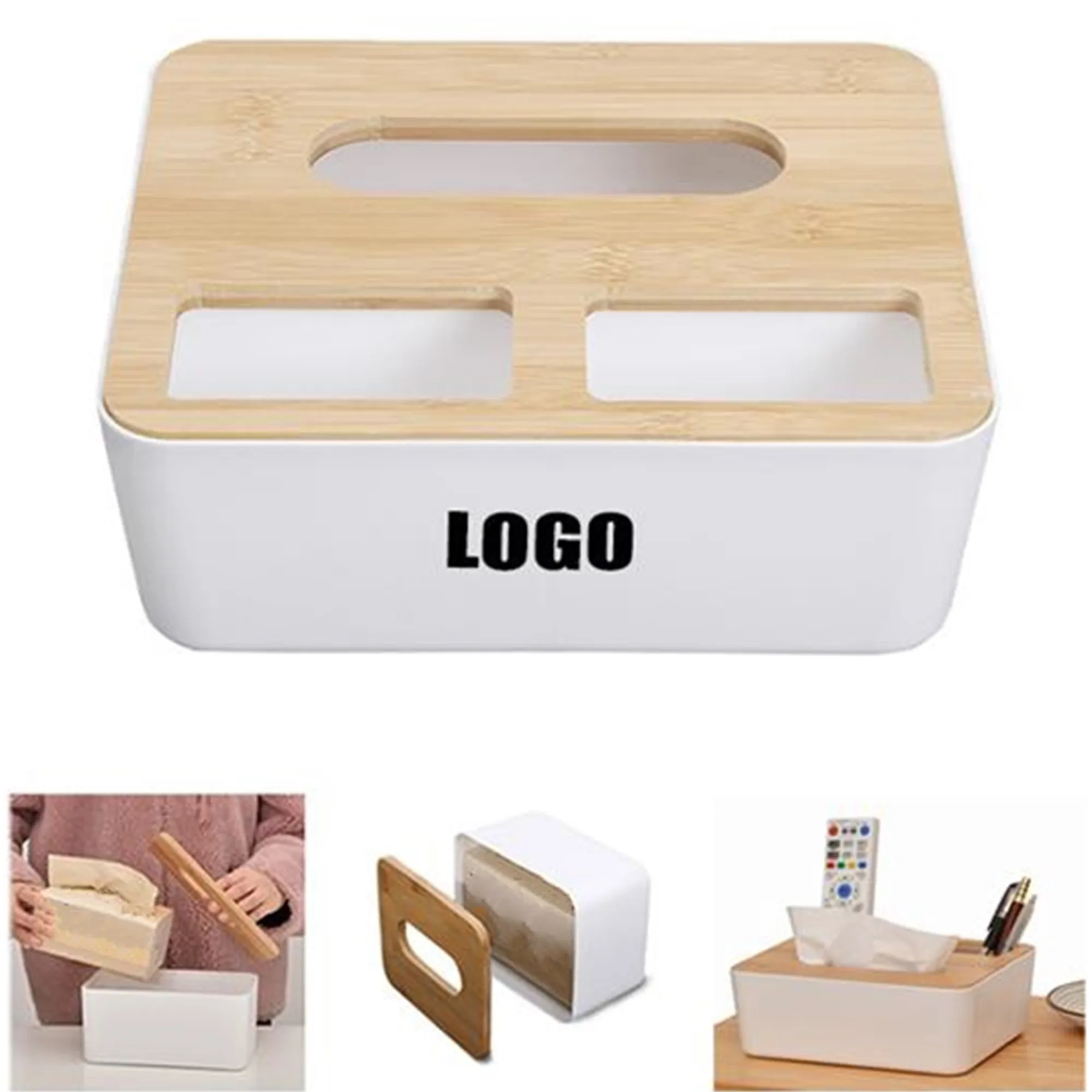Multifunction Wooden Rectangular Tissue Box Holder 4