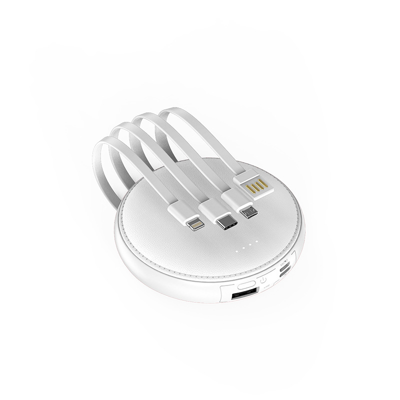 Leather Felt Power Bank w/Built-in Cables 5