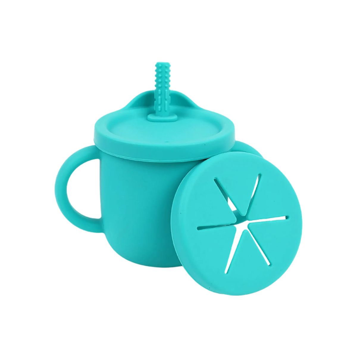 Silicone Toddler Cup with Straw Stopper and Dual Lids 2
