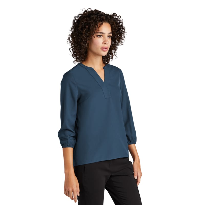 MERCER+METTLE Women's Stretch Crepe 3/4-Sleeve Blouse 15