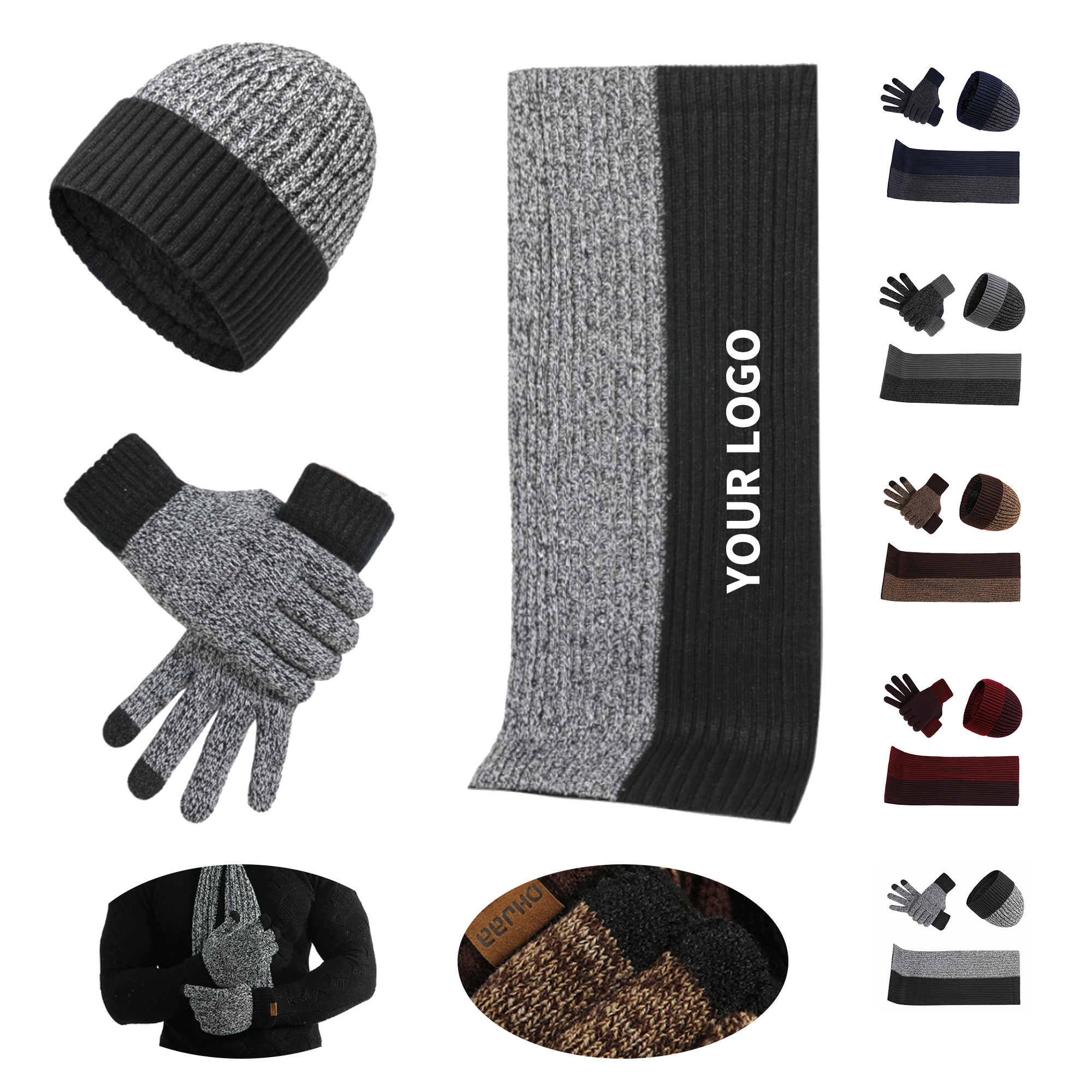 Acrylic Winter Accessory Set Beanie Scarf Glove 3