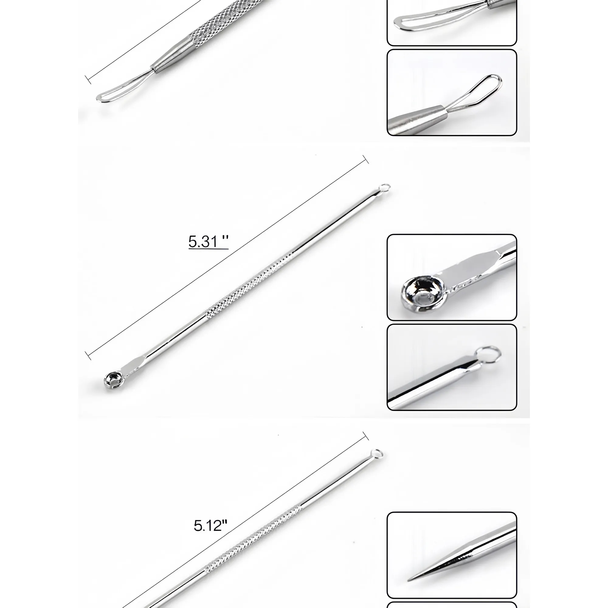 Surgical Steel Comedone Blackhead Extractor Tools Beauty Set 4