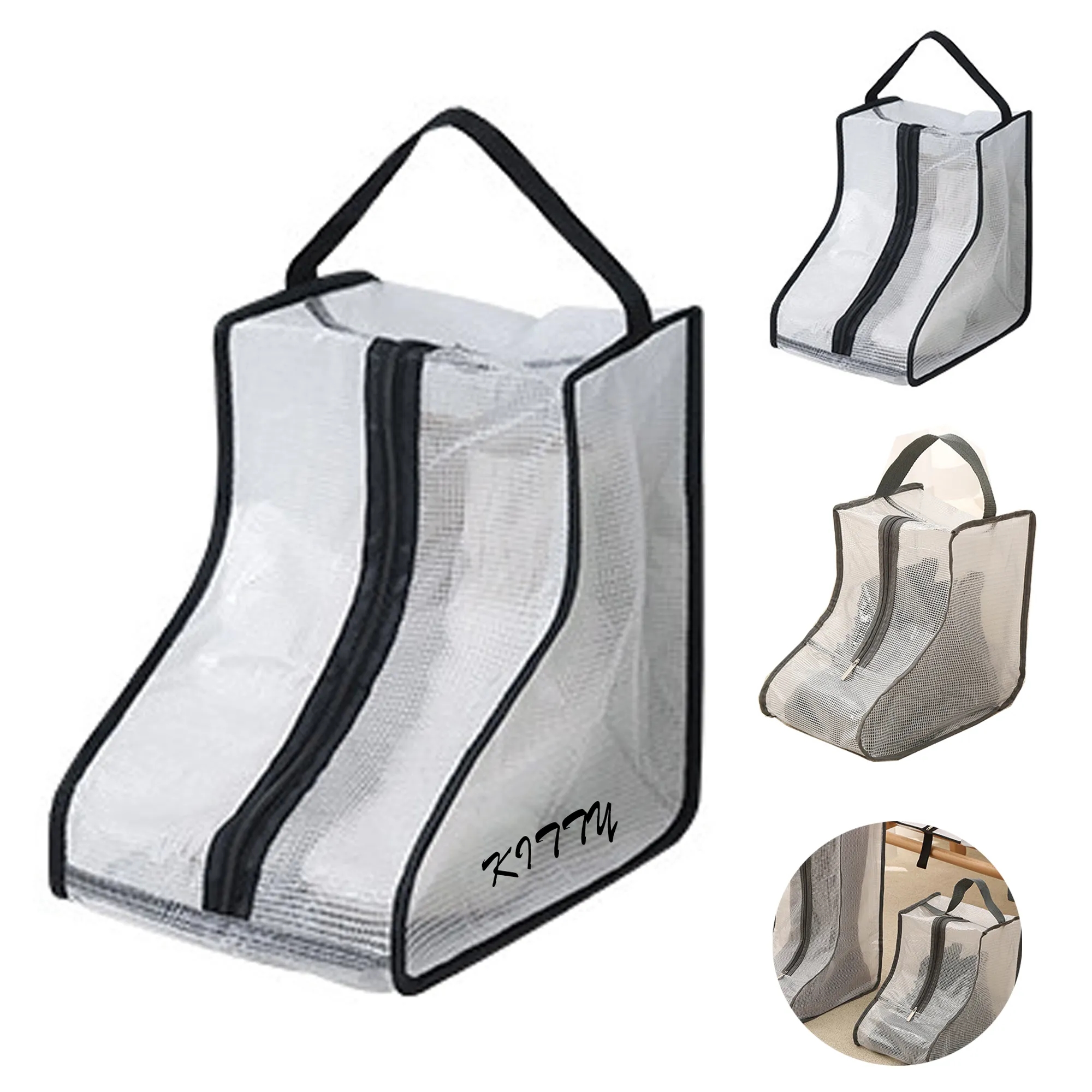 Transparent PVC Dustproof Mesh Shoe Bag