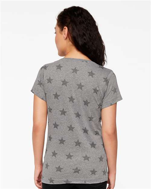 Women's Star Print Scoop Neck Tee - 3629 12