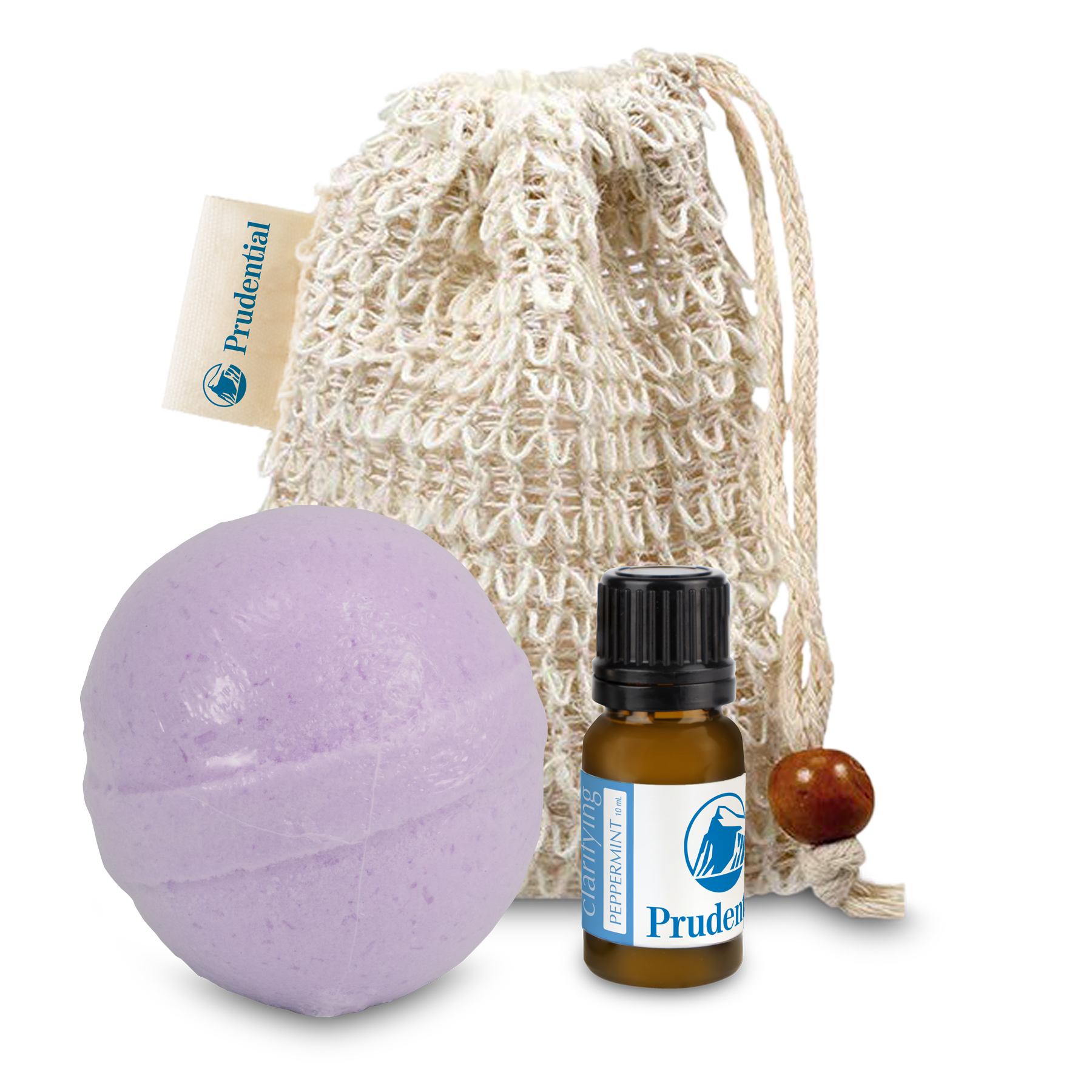 Loofah Bag with Bath Bomb and Essential Oil 2