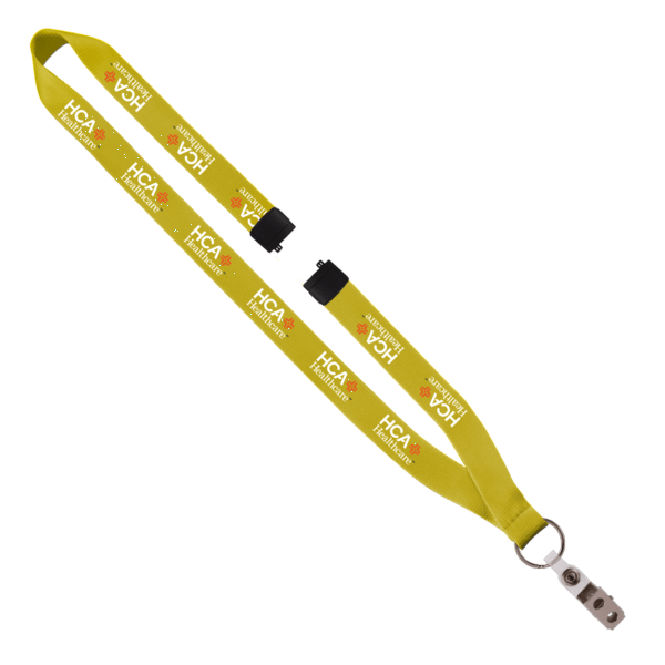 3/4" Polyester Lanyard with Sewn Silver Metal Split-Ring 168