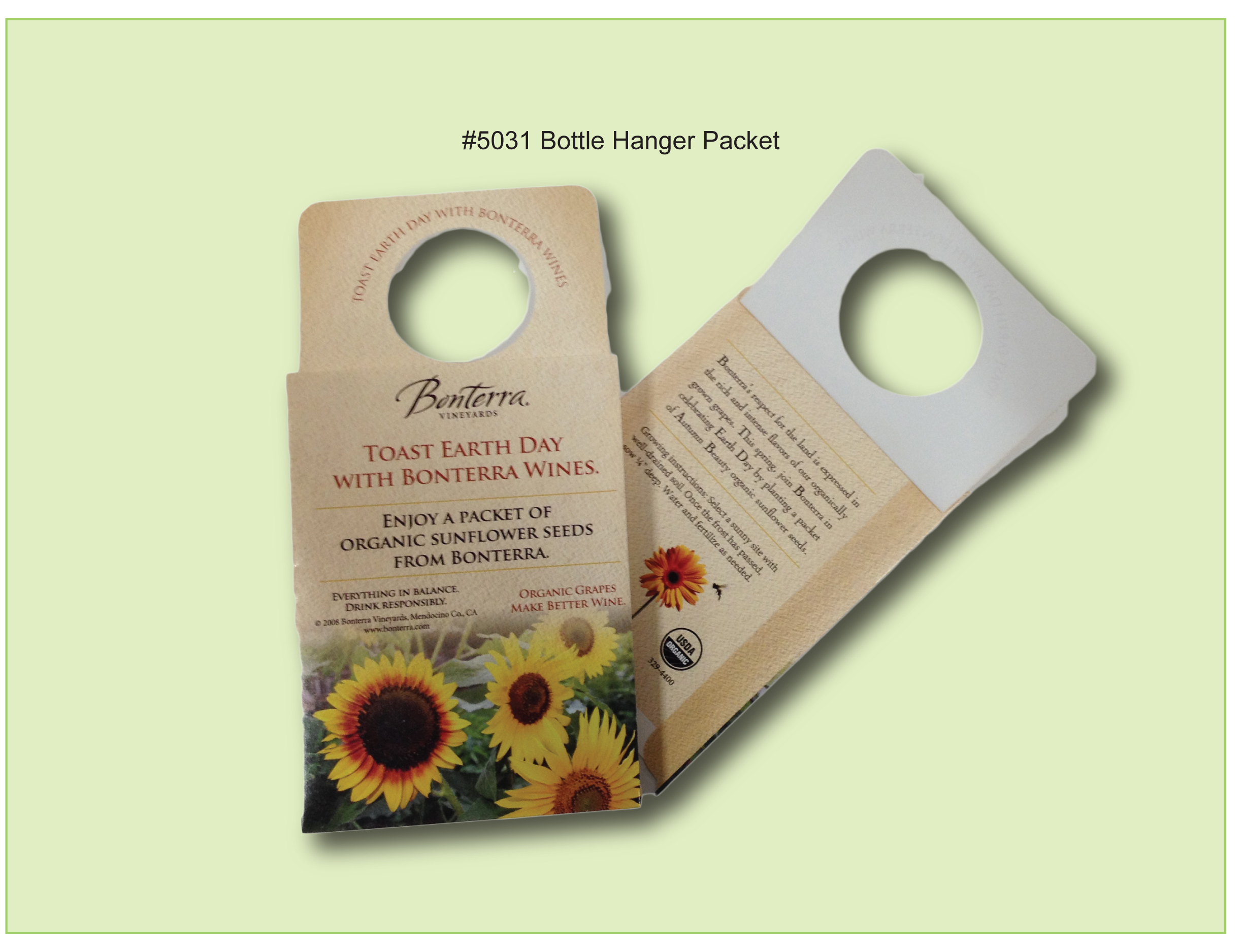 Bottle Hanger Custom Design Seed Packet 3.25" x 4.5" 2