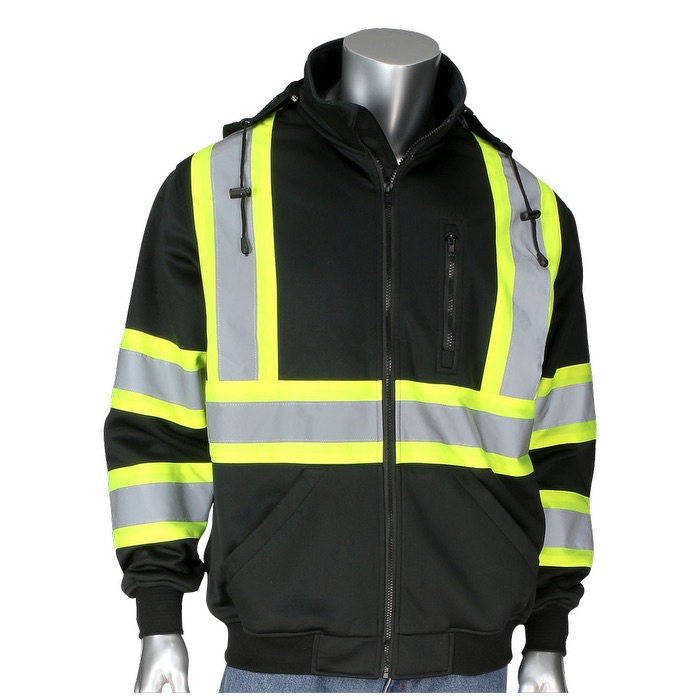 Two-Tone X-Back Full Zip Fleece Black Sweatshirt 1