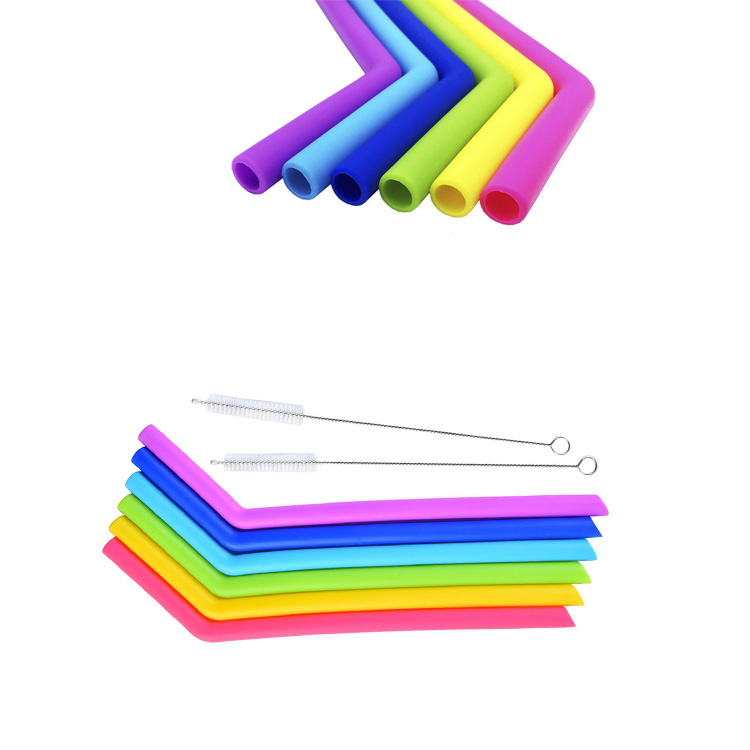 Reusable Silicone Drinking Straw with 1 Cleaning Brush 5