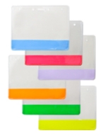 4.00" W x 3.00" H - Horizontal Clear Vinyl Badge Holder with Colored Bar (Blank) 6