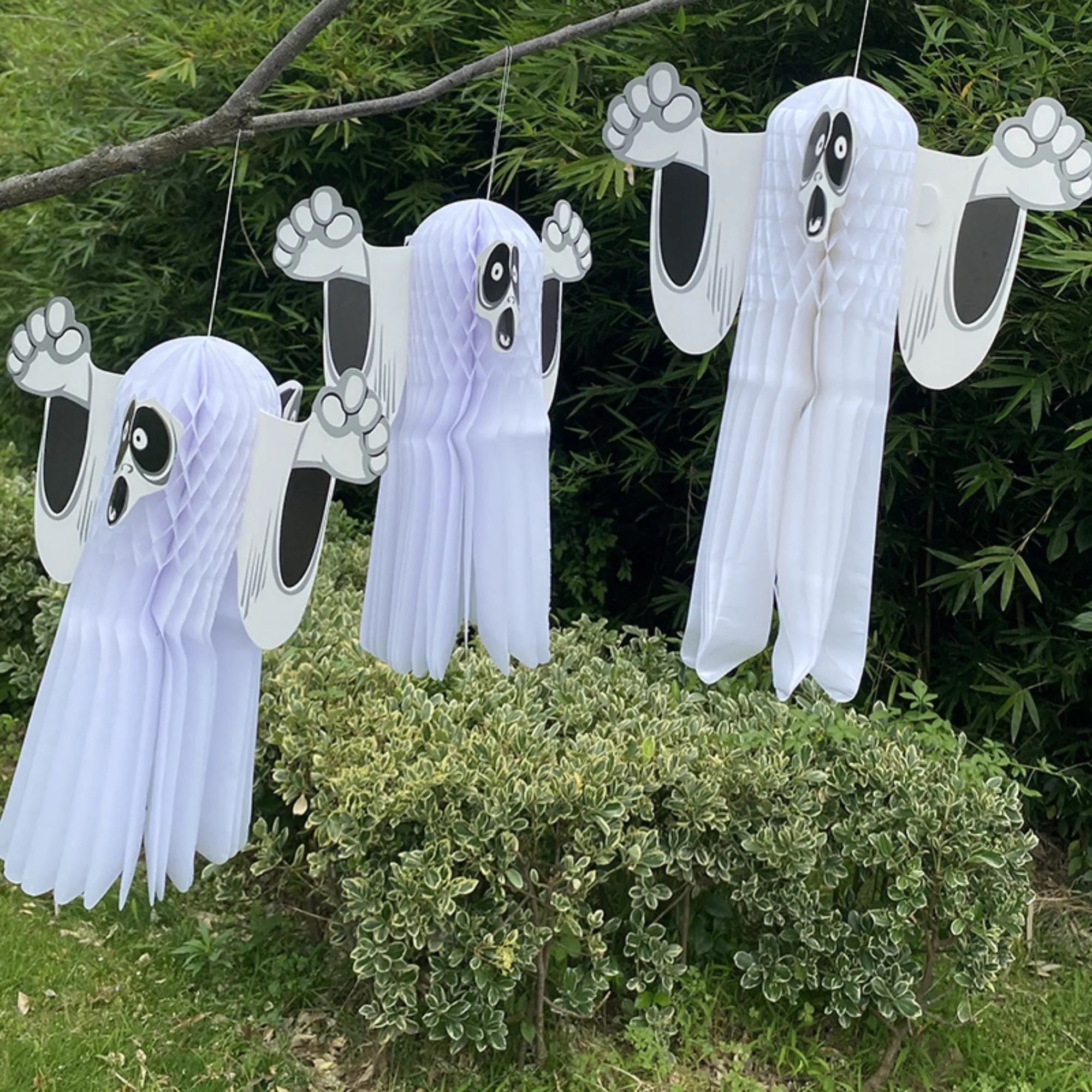 Paper Ghost Halloween Honeycomb Decorations 6