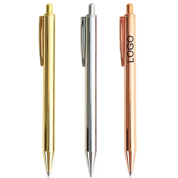 Promotional Gold Glossy Stainless Steel Ballpoint Pen 3