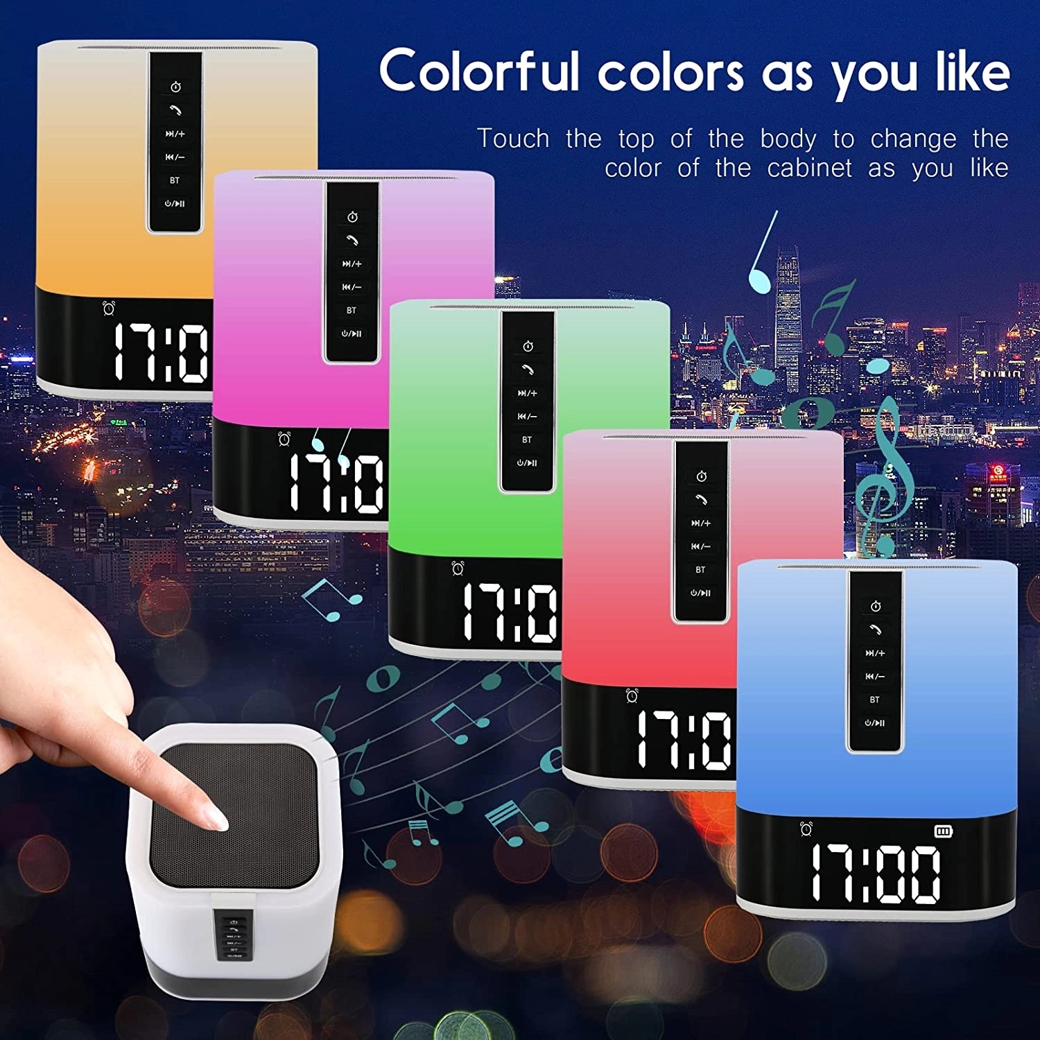 Bluetooth Portable Speakers Alarm Clock,Bedside Lamp 7