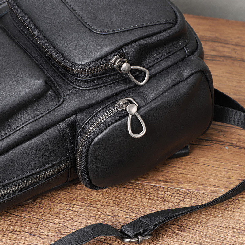 Leather Sling Bag Crossbody Motorcycle Pack 14