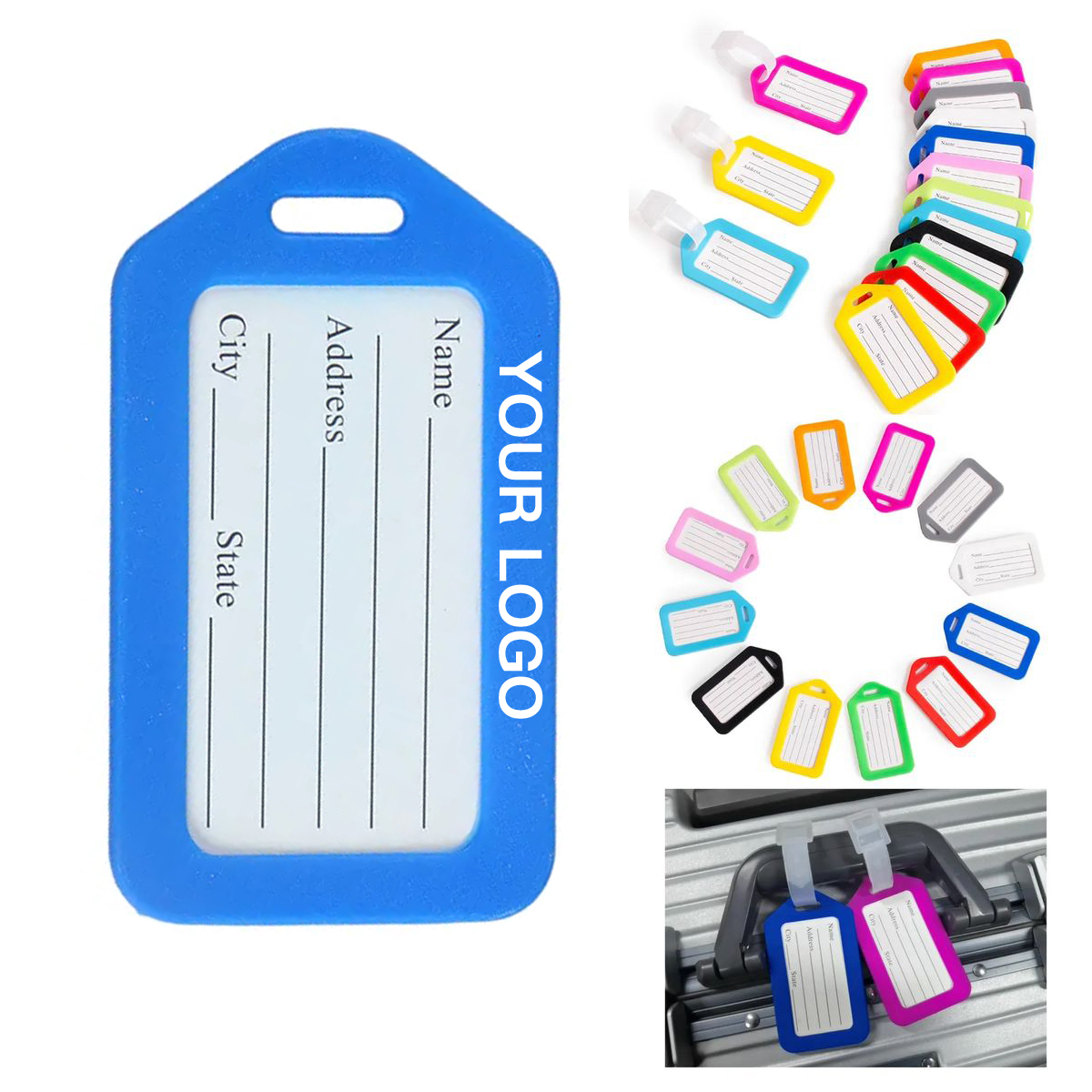 Durable Plastic Luggage Tag Holder with Strap 12