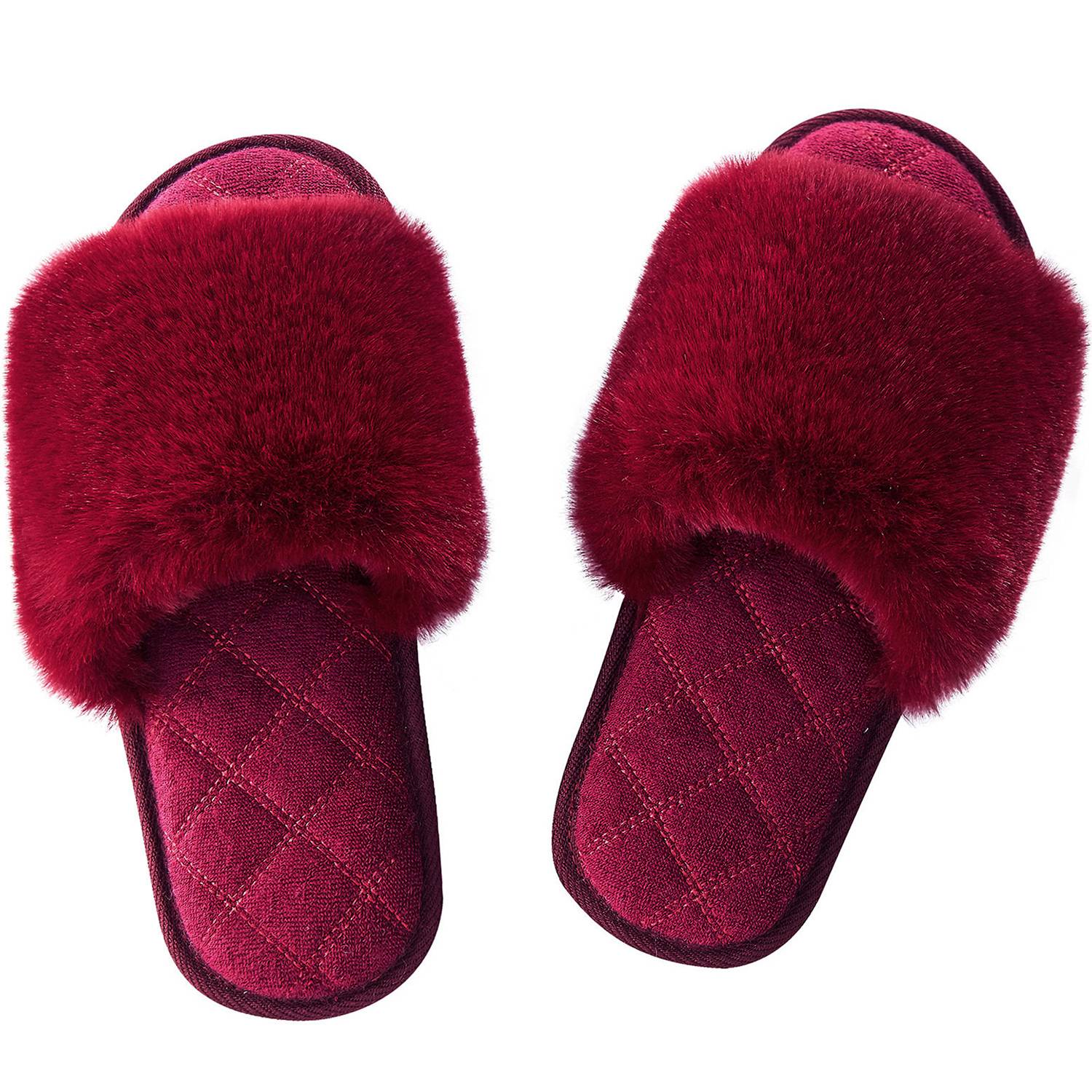 Women's Large Size Indoor Rabbit Fur Cotton Slippers 7