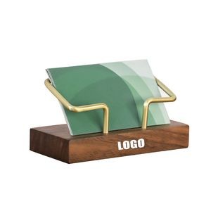 Premium Business Card Holder With Brass Stand And Sturdy Wood Base 10