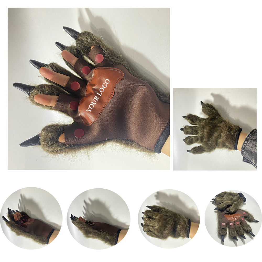 Handmade Plush Hairy Hands Animal Paw Gloves 3
