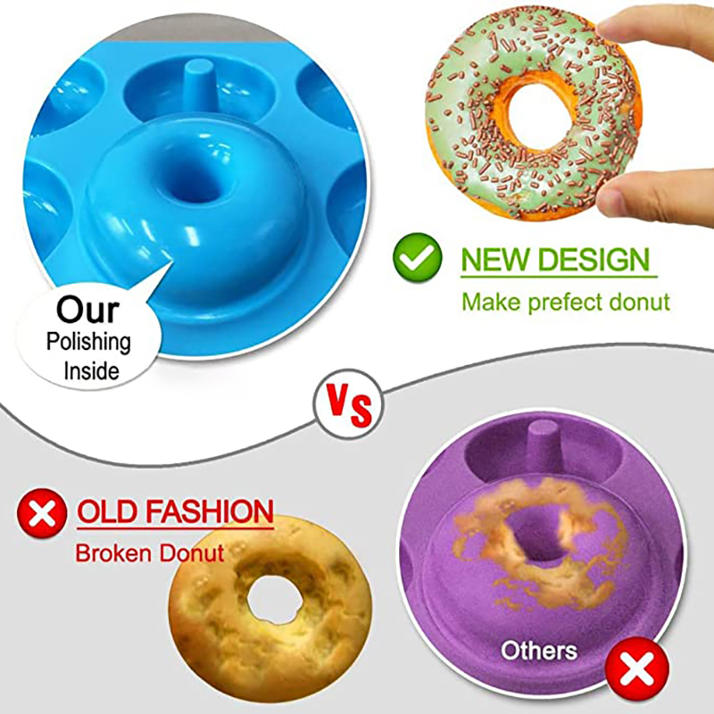 Non-Stick Silicone Donut Mold for 6 Donuts 2.95 Inch 30
