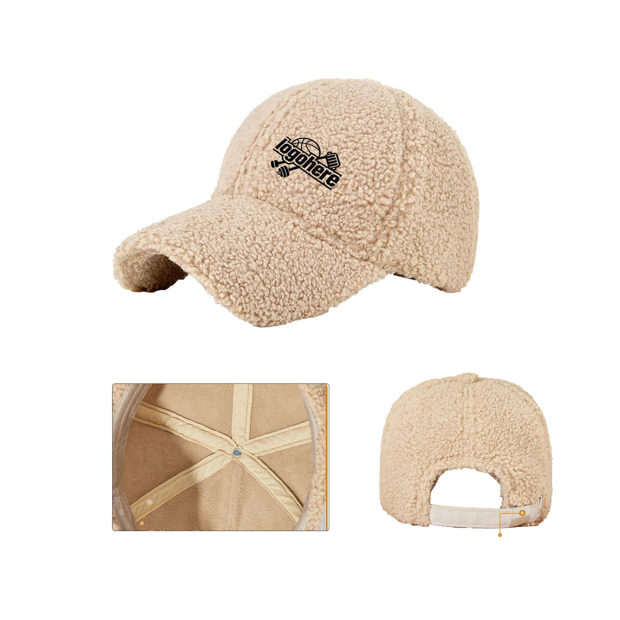 MOQ 20 Colored Faux Lamb Wool Baseball Cap 2