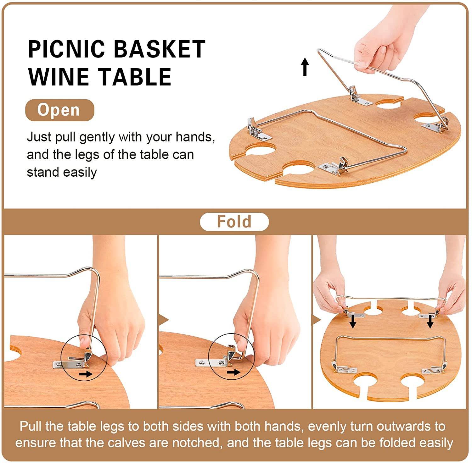 Round Portable Picnic Basket For Knife And Fork Table 2