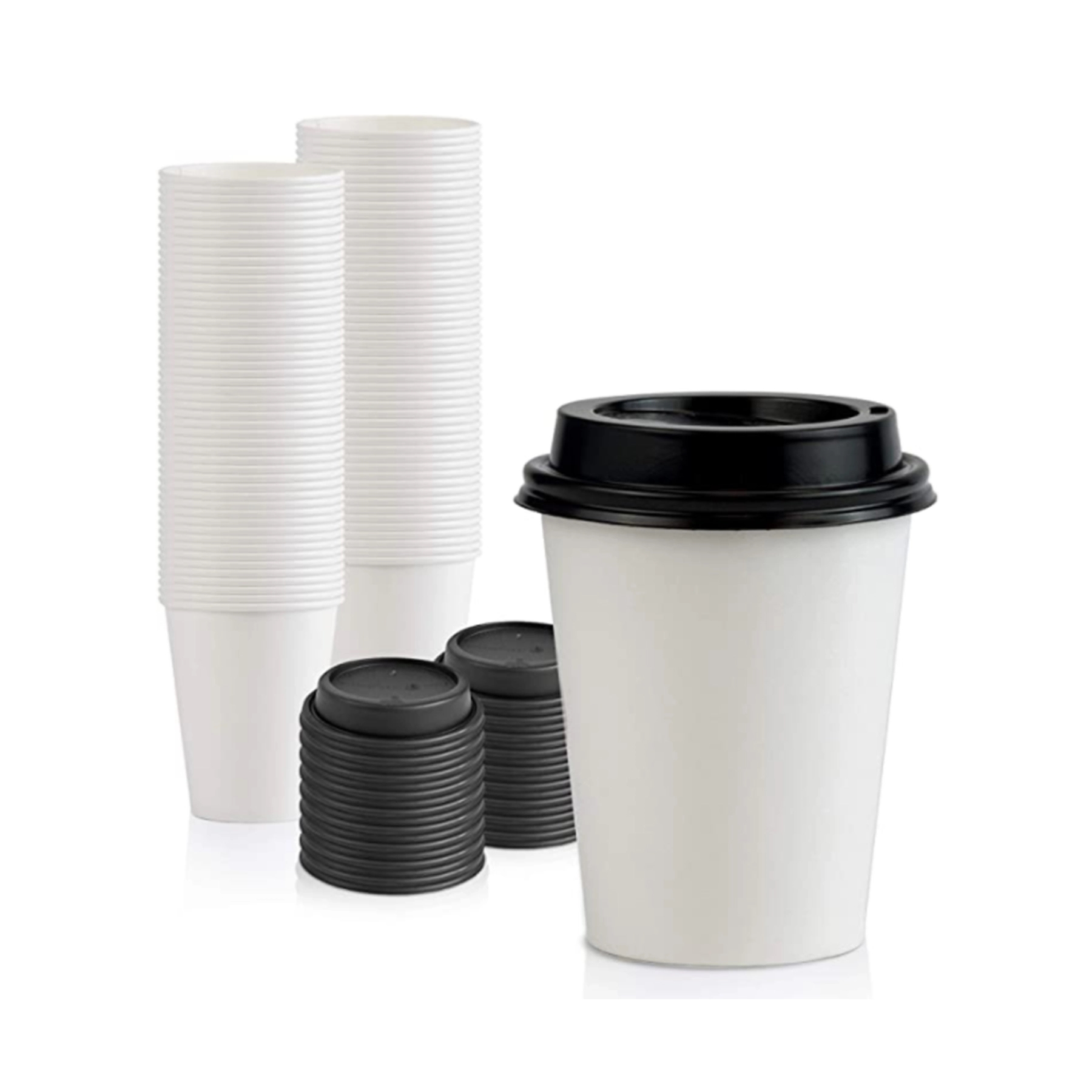 White Paper Coffee Cup with Lid and Corrugated  Sleeve 3