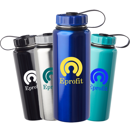 Stainless Steel Water Flask - Attached Lid, 34 oz. 10