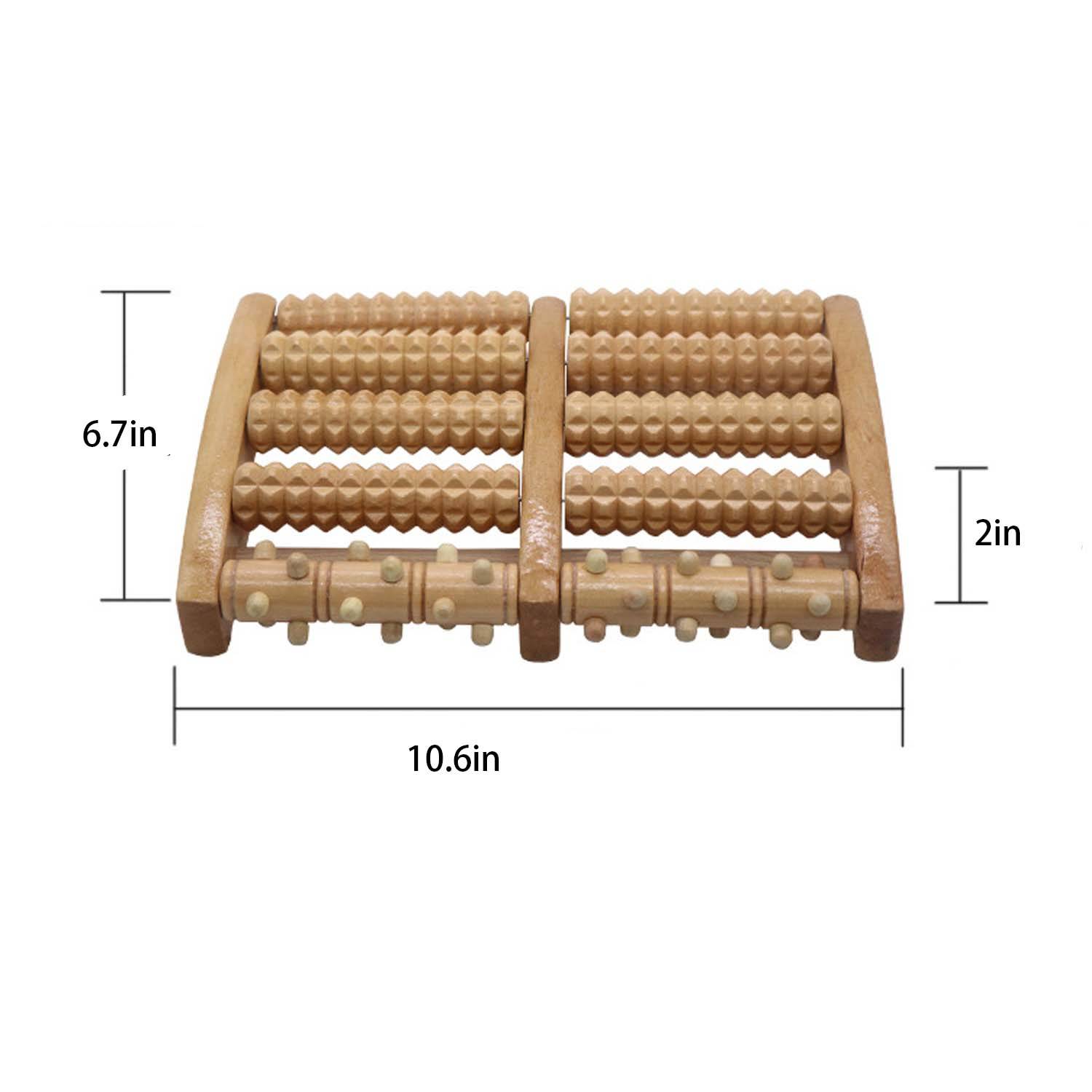Small Nail Five Row Wooden Foot Roller Massager 3