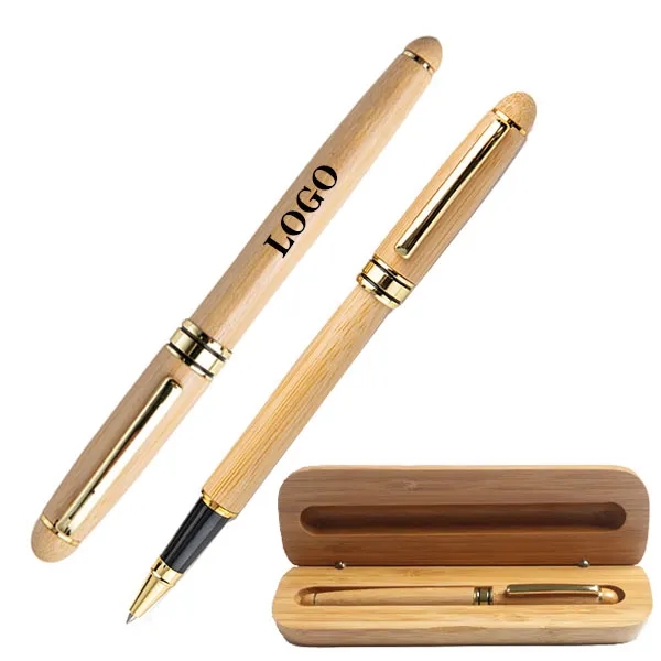Engraved Bamboo Pen and Case Set 4
