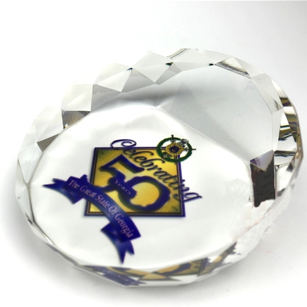 Crystal Round Slanted Paperweight 2