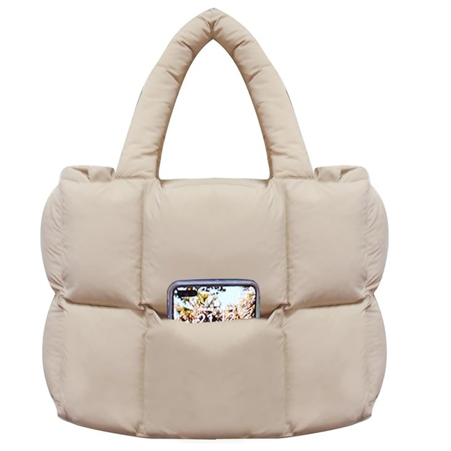 Lightweight Quilted Puffy Nylon Tote Bag 6
