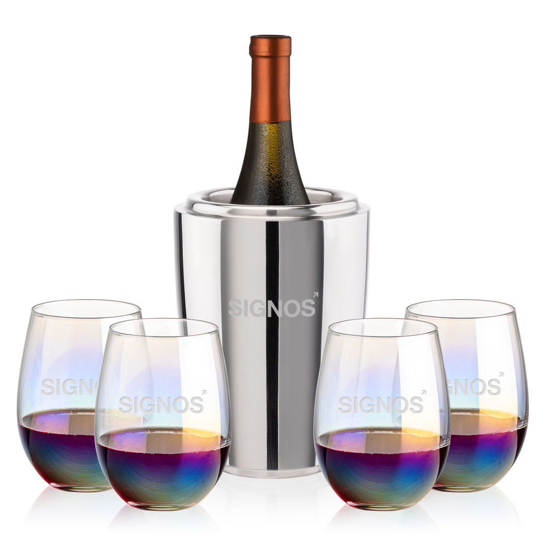 Pescara Wine Cooler & Miami Stemless Wine Set 3