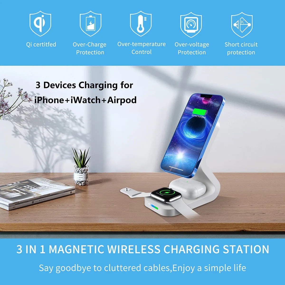 Magnetic Wireless Charger Stand 3 In 1 5