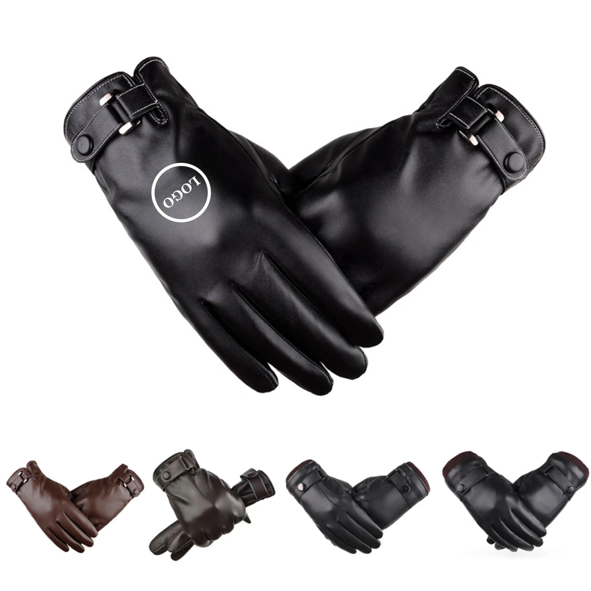 Touchscreen-Compatible PU Leather Gloves