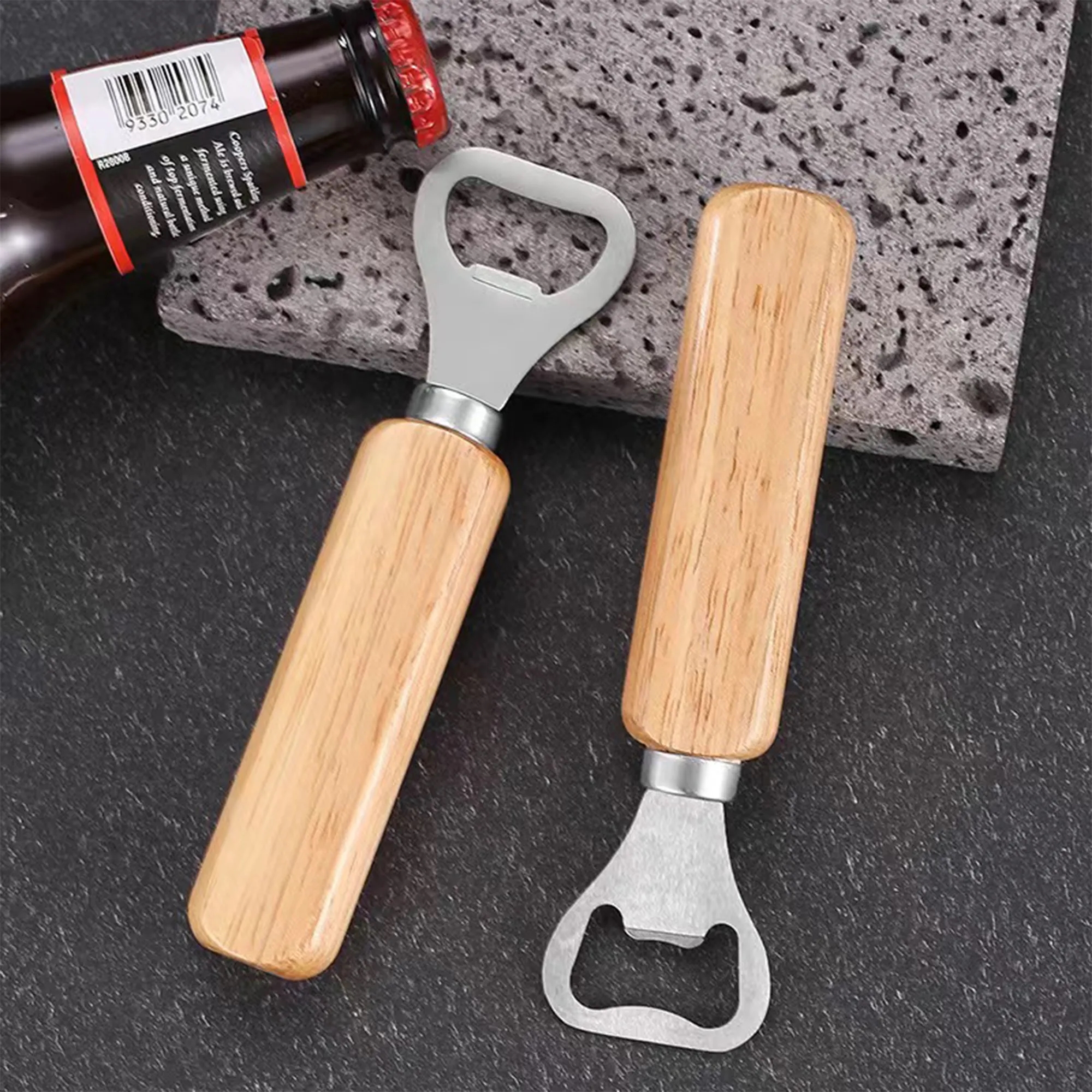 Customizable wooden handle bottle opener 3
